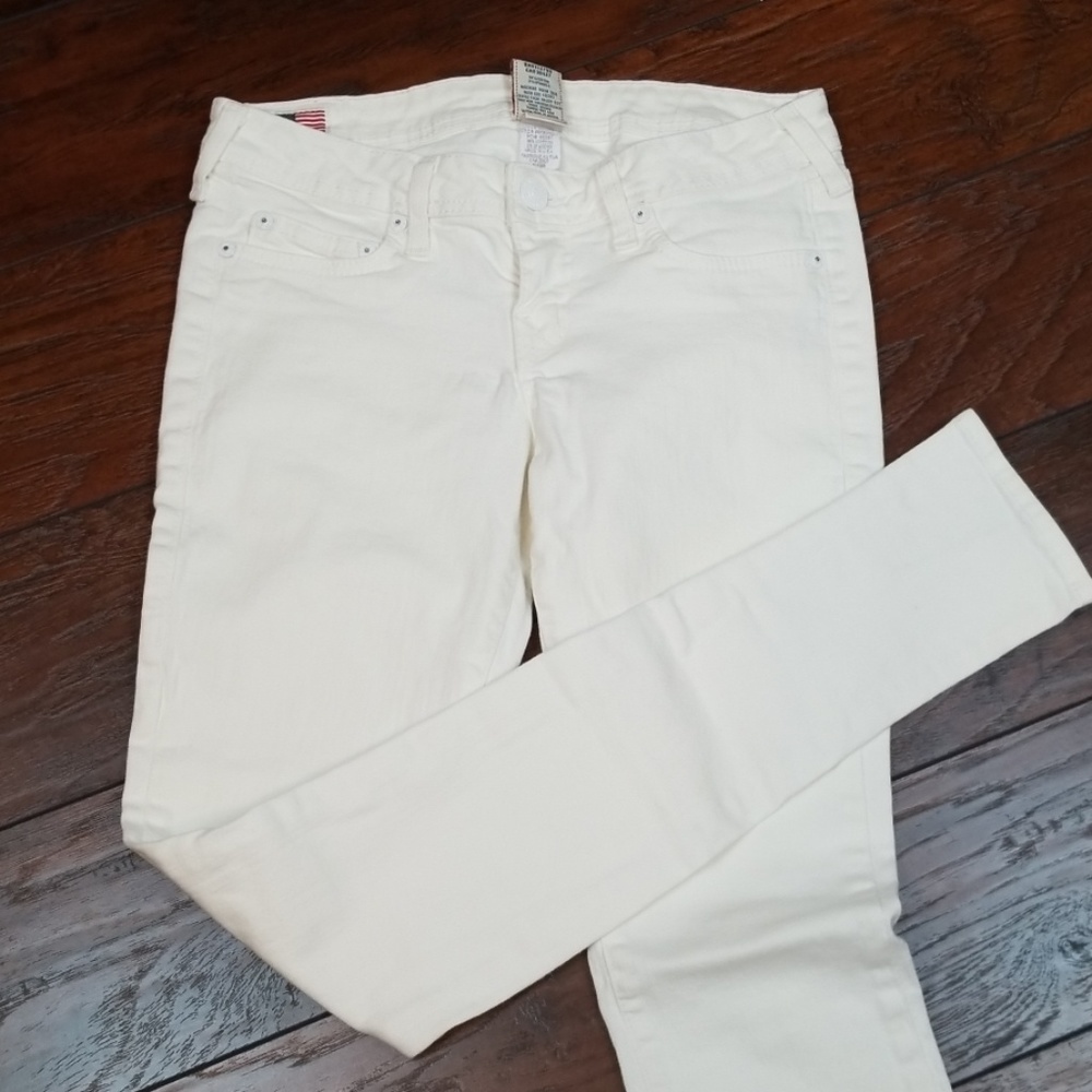 True Religion white embroidered skinny Jean Z414 - Picture 1 of 8